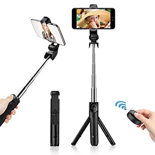 Bluetooth Selfie Stick with Tripod,KENENGDAK 360°Rotation Detachable Bluetooth Remote Control Extendable Monopod Mini Pocket Wireless Selfie Stick Works with iPhone Samsung and Other Smartphones-Black