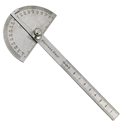 Swing Arm Protractor(Round Head),KitsPro Stainless Steel Protractor 0-180 degrees with 100 mm Stainless Steel Ruler