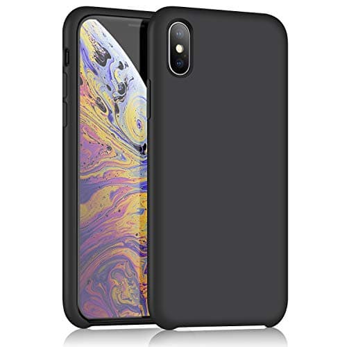 iPhone Xs Max Silicone Case 6.5 inch, XSN Gel Rubber Ultra Thin Case Soft Microfiber Cloth Lining Cushion for iPhone Xs Max (2018) (Black)