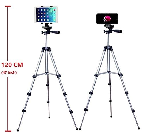 3in1 40 inch Camera Tripod+Phone Bracket+Tablet Mount Holder for iPad pro 9.7,iPad air,iPad 4 3 2, iPad mini 4 3 2 1/iPhone 7,7 Plus,6S,6S plus,6,6 plus,5S 5C 5G 4S 4G (Silver)