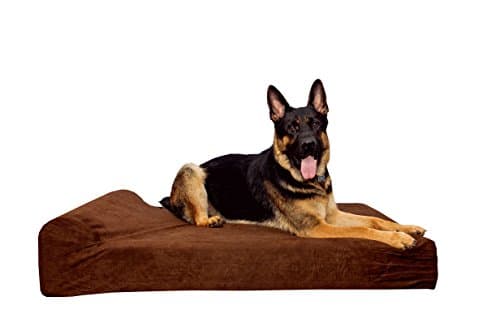 SIMIEN Dark Chocolate Large 48” X 30” X 7” Dog Bed-- Large Waterproof Liner Included -- 9" Pillow Top Headrest -- Non Slip Bottom -- Free Pet Supplement for your Barker & eBook -- Bonus $92 Value