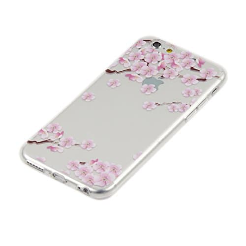 iPhone 6 / 6S 4.7-inch Transparent Case Flower Ultra Slim Thin Soft Cover Anti-Slip Shell (pink wintersweet)