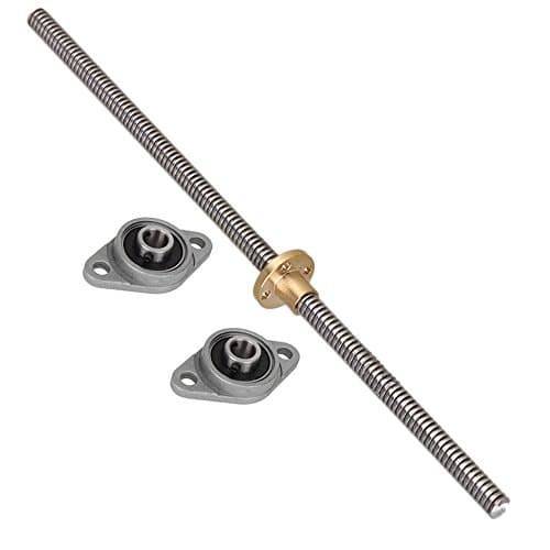 CNBTR 250mm Length 8mm Dia Silver Vertical 2mm Lead Screw Rod & Pillow Block Mounted Bearing for 3D Printer Set of 3