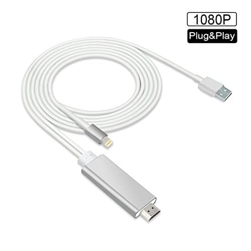 Superwang HDMI Adapter, Lightning to HDMI Adapter Cable, 8pin Lightning Digital AV to 6.5ft HDMI 1080P Cable iphone7/7Plus/6s/6Plus/5/5s - Silver