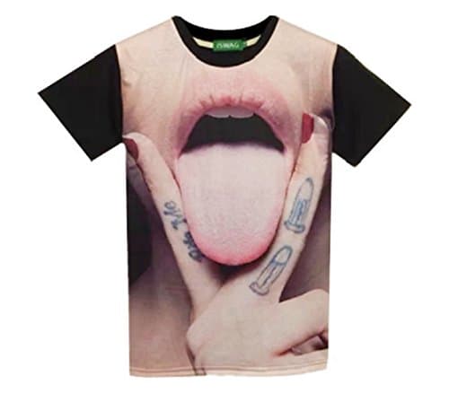 Interesting T-shirt Mouth XL size Black 3