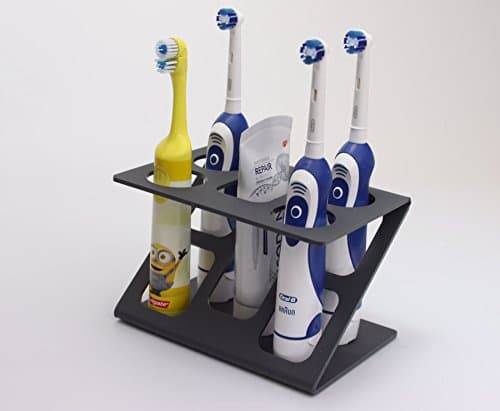 Electric Toothbrush Holder Toothpaste Holder For 4x Toothbrush Stand (Various Colours) (Dark Grey (Matt))
