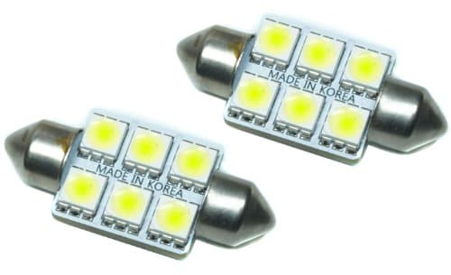 Kolite 2 Pcs High Power 100 Lumen Samsung SMD 6 LED Festoon 36mm 1.50" Cool White 6000K