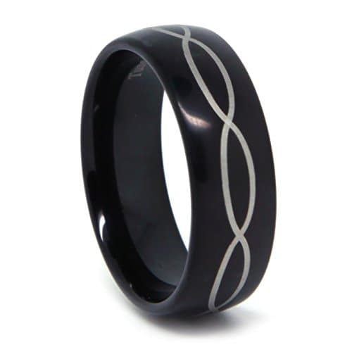 Black Infinity Wedding Band Lucky Tungsten Carbide Ring for Men or Women Comfort Fit 8mm