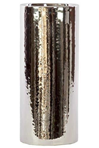 UTC21221 Ceramic Cylindrical Vase LG Polished Chrome Finish Silver