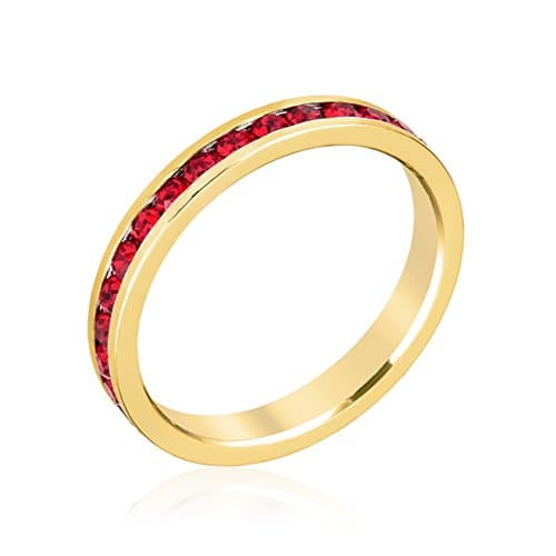 Alexander James "Street" Gold-tone Red Crystal Stackable Eternity Ring Size 10