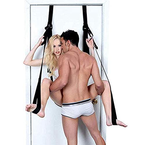 Indoor Swing for Adults Door Hanging Swing for Couples Play with for Comfortable Support with Strong Nylon Straps, Adjustable Durability and Comfort - Holds Weight 600lbs (Black)