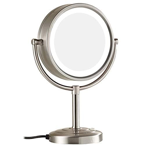 Mirror LED 8.5 Inch Tabletop Makeup Double-Sided with 3x/5x/7x/10x Magnification Countertop Vanity, LED Lighted Make-up for Makeup, Shaving, Home,Nickelwiredrawing,7X