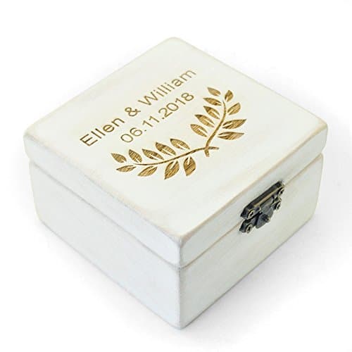 Custom Rustic Wedding Ring Box, Personalized Ring Bearer Box, Wooden Ring Bearer Box, Wooden Square Box