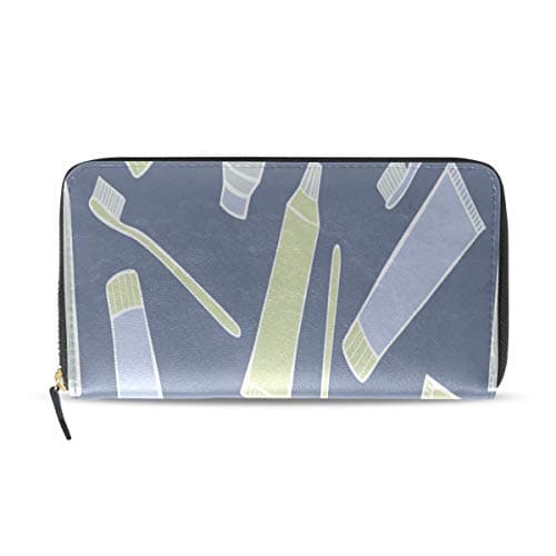 Toothbrush And Toothpaste Long Passport Clutch Purses Zipper Wallet Case Handbag Money Organizer Bag Credit Card Holder For Lady Women Girl Men Travel Gift