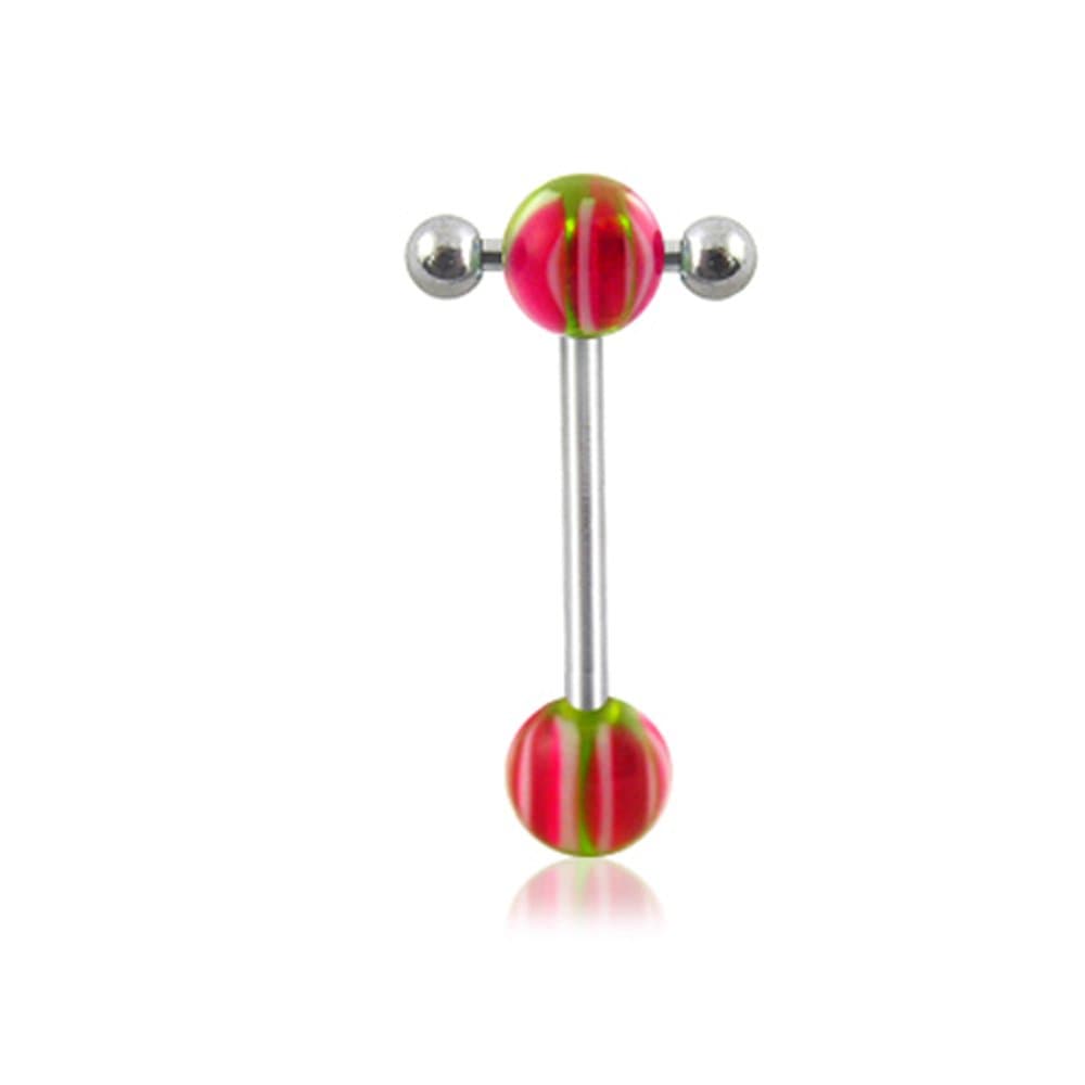 Surgical Steel Barbell with UV Devil's Eye Ball and Small Barbell with Ball Moving in Side