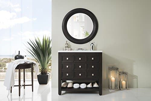 33 in. Single Vanity with Snow White Quartz Top in Cerused Espresso Oak Finish