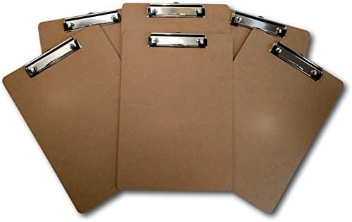ThunderClips Letter/A4 Size Hardboard Clipboard with Low Profile Clip (Pack of 6)