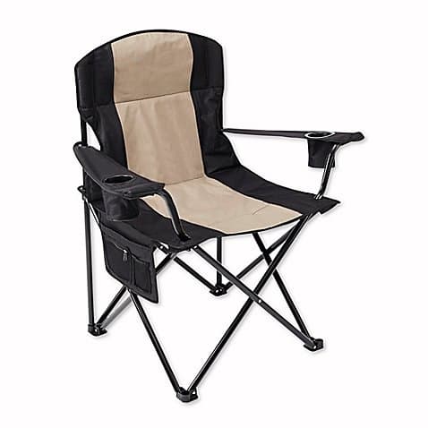 Oversized Folding Quad Chair in Black | Measures 35.04" L x 25" W x 37.99" H