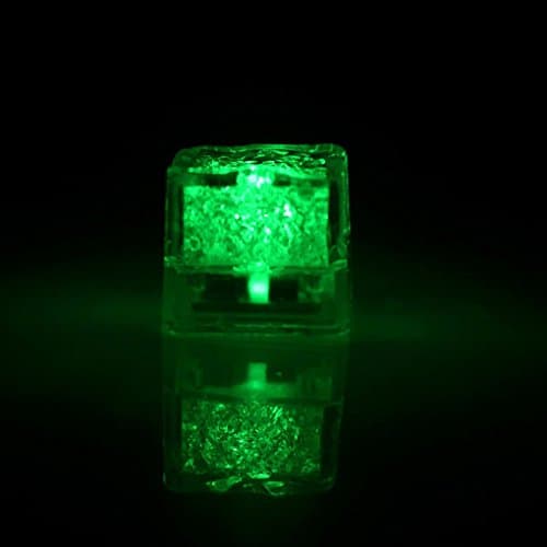 Miaoben 1Pc LED Glowing Ice Cube LED Liquid Sensor Cubes Shape Light for Bars KTV of Green