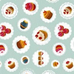 Cupcakes on Duck Egg Vinyl Tablecloth Table Cover 2m by Tablecloth Shop