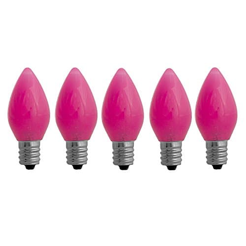 C7 Pink Opaque LED Bulbs - 5 pack Smooth Lens Pink Opaque C7 Replacement Bulbs