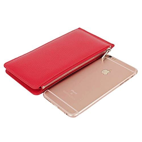 Noedy RFID Blocking Womens Genuine Leather Slim Card Organizer Wallet