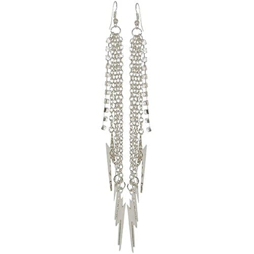 Dangling Lightning Bolt Earrings with Rhinestones