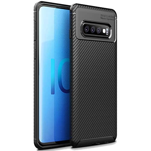 for Samsung Galaxy S10 Plus Case, Soft Silicone Back Cover Shockproof Thick Carbon Fiber