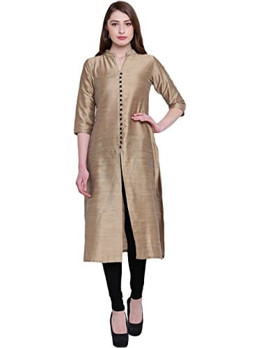 PINKY PARI BANDED COLLAR SILK FRONT SLIT KURTI