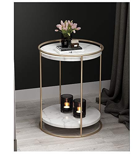 Khkfg Ins Wrought Iron Flower Stand Several Simple Small Coffee Table Bedside Table Sofa Side Cabinet Light Corner Several Marble Side Table Small Round Table Flower Frame 40X40X55cm
