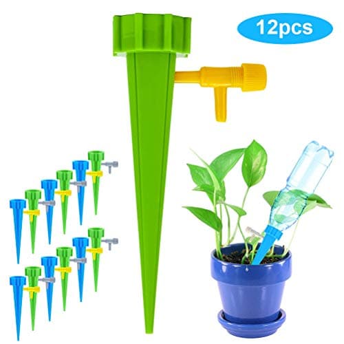 Rivadal 12Pcs Plant Waterer Self Watering System Slow Release Control Valve Switch Automatic Vacation Drip Irrigation Watering Devices for Outdoor Indoor Flower or Vegetables