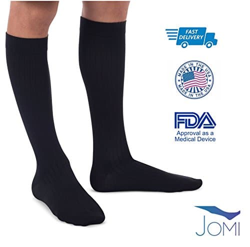 Jomi Compression Men Collection, Compression Socks Microfiber, 20-30mmHg 202 (Medium, Black)