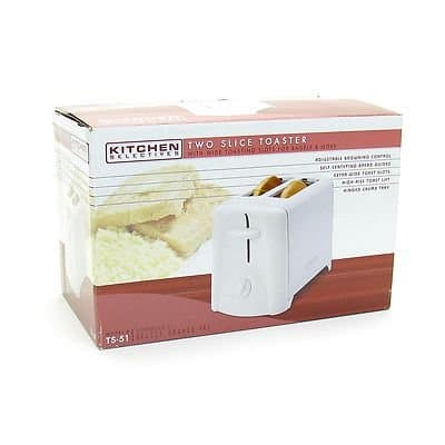 Kitchen Selectives Two Slice Toaster with Wide Toasting Slots for Bagels and More