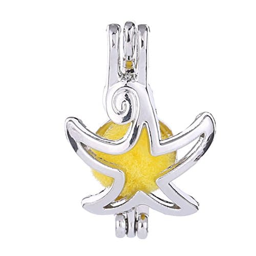 10pcs U.S. Silver Plating Pearls Cage Bead Locket Pendant - Add Your Own Pearls, Stones, Rock to Cage,Add Perfume and Essential Oils to Create a Scent Fragrance Oil Diffusing Pendant (Starfish)