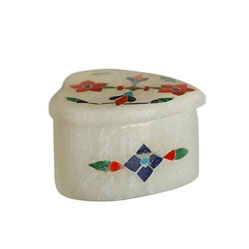 To express thought behind the gift, a la maniere de ‘a wise man’. Heart Shaped Stone Jewelry/Trinket Box with Inlay Work - For Pendant/Dangling Earrings