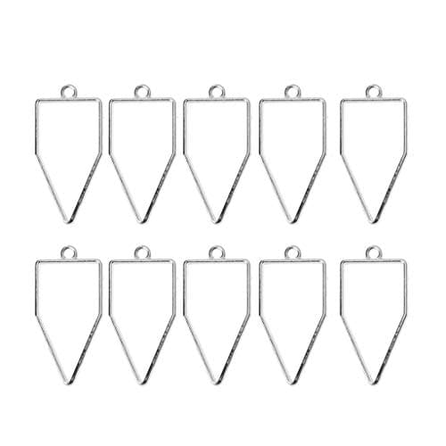 JunYe 10Pieces Frame Pendant Open Back Bezel Geometric Hollow Frame Resin Jewelry Making - 3 - Silver