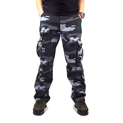 Men's Outdoor Casual Loose Multi Pocket Cargo Pants Solid Military Athletic-Fit Trousers by Summer