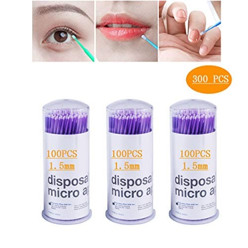 300 PCS Eyelash Remover Sticks,Micro Wands Disposable Microbrush Applicators Eyelash Extensions Remove False Eyelashes Cotton Swab Well(Head Diameter:1.5mm)