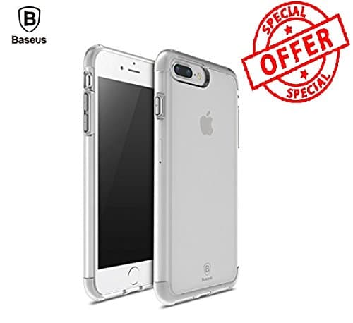 BlueInk Guards Series Baseus Back Case For iPhone 7 Plus Electroplating Arc edge Shock Absorption Bumper Cushion + Scratch Resistant Clear TPU Design Back Case (Silver)