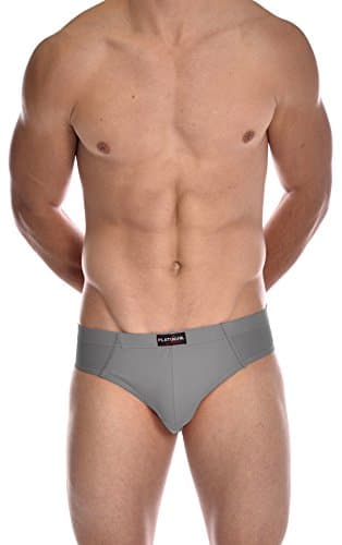PLATINUM SPORT Men's Solid Sport Bikini Swimsuit Grey Medium