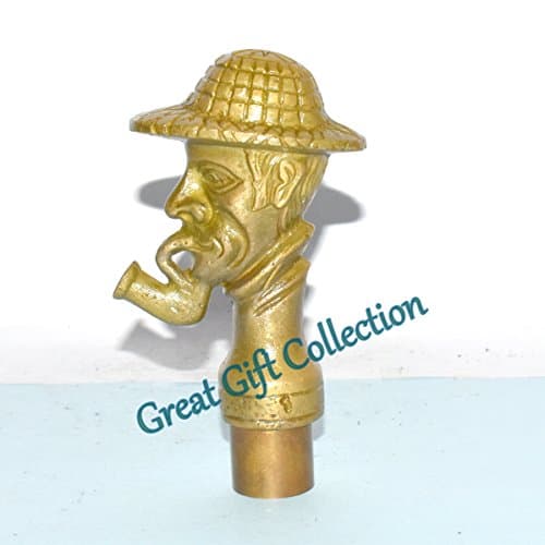 SMOKKER MEN BRASS ANTIQUE HEAD HANDLE DESIGN FOR WALKING STICK CANES SHAFT