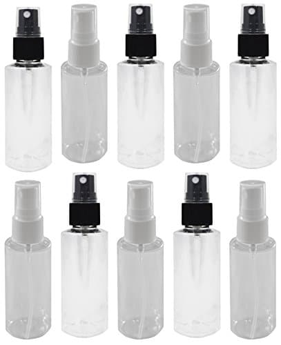 10-2 oz Clear PET Bottle with 5 Black & White Fine Mist Sprayers