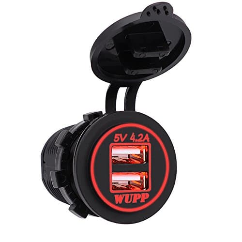 Dual USB Socket Charger Power Outlet with LED Light for Car Boat DC12V-24V 4.2A(Red)