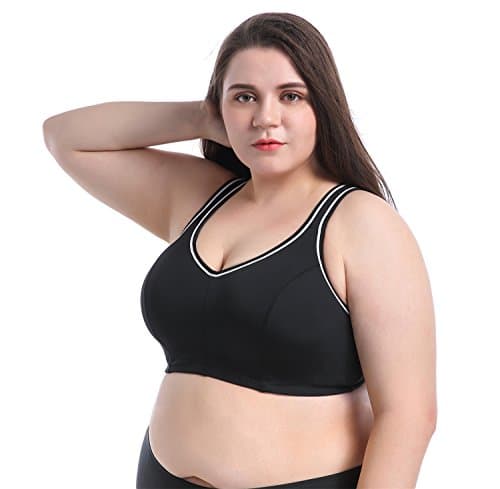 Ciko Sports Bra Plus Size Large Busts No Padding Full Support High Impact Non-Wired For Woman Girls (Black, 40DD)