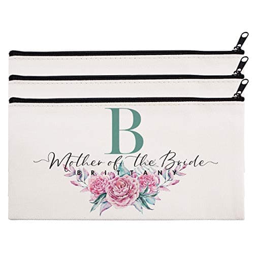 Personalized Makeup Bag Bridesmaid Wedding Customized Pouch Bachelor | Design-9 | Set of 3