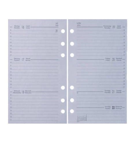 2020 Week Calendar A-6, 1 Week=2 Pages 4 Languages Inserts for Personal Filofax A6 Size 75000/2020 (70 Pages)