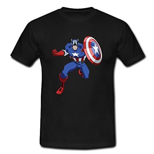 MsMr Men's Captain America Custom Short Sleeve Tee / Big Tall T Shirt(Black,4XL)