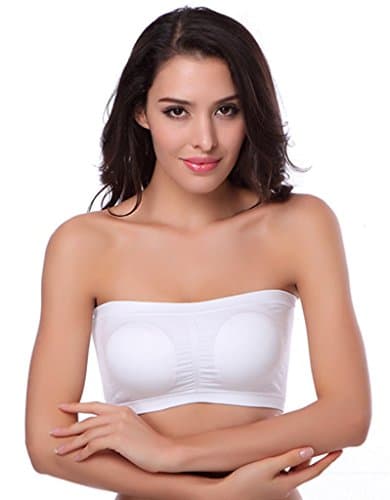 Women's Basic Strapless Seamless Padded Bandeau Solid Color Tube Bra Tops
