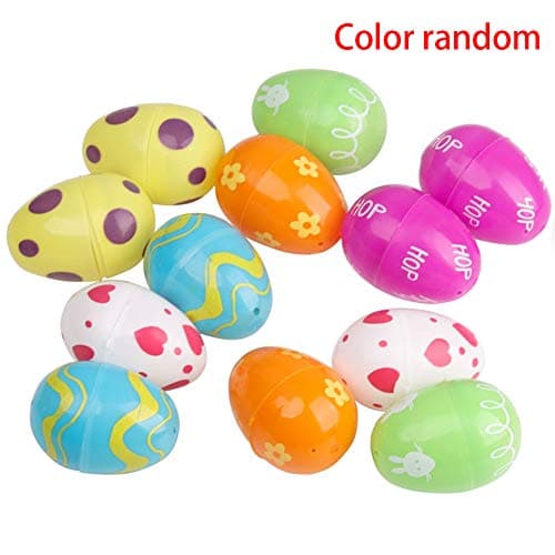 NANAD Colorful Easter Egg, 12pcs/pack DIY Small Empty Non-toxic Easter Egg, Portable Lightweight Plastic Detachable Easter Eggs for Easter Gifts Decorations(Color Random)