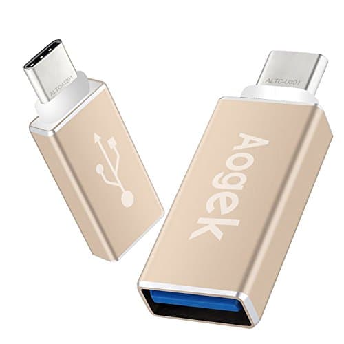 Aogek USB Type C Kit, Type C to USB 3.0 Adapter (2 PCS), for Apple New MacBook 12'', Chromebook Pixel, Nexus 6P, Nexus 5x, Nokia N1, One Plus 2 and Other Devices (Gold)